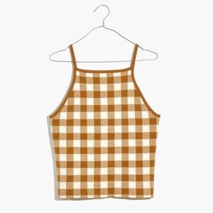 NWOT Madewell gold and cream gingham checked apron sweater cami sz xs